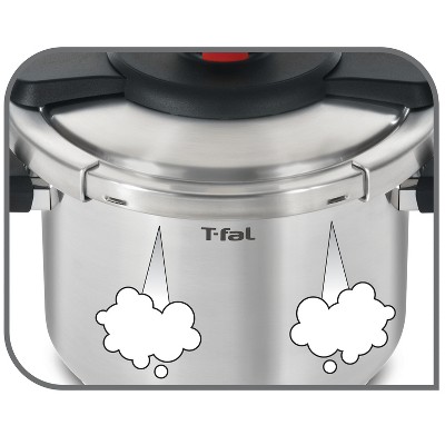 T-fal 8qt Pressure Cooker, Clipso Stainless Steel Cookware: Ergonomic Stay-Cool Handle, Dishwasher-Safe, Includes Steamer Basket