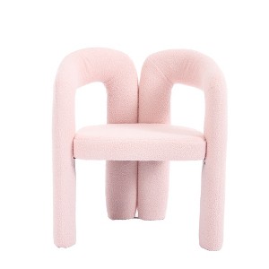 Gulches Contemporary Teddy Accent/Dining Chair Set of 2, Pink Upholstered Barrel Chairs - 1 of 4