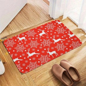 Christmas Deer Snowflakes Bathroom Rugs Winter Bath Mat Absorbent Non Slip Bathroom Mat Christmas Soft Floor Carpet 16x20 Inches - 1 of 1
