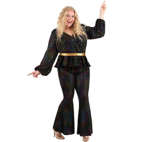 HalloweenCostumes.com 1X Women Plus Size Disco Queen Women's Costume,  Black/Orange