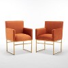 SEYNAR Modern Velvet Accent Arm Dining Chair Set of 2 with Metal Legs - 4 of 4
