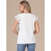 INSPIRE CHIC Women's Lace Hollow-Out Summer Causal Cap Sleeve V Neck Blouses - 3 of 4