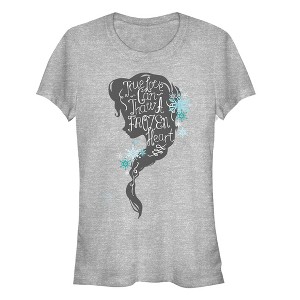 Juniors Womens Frozen Love Thaws Heart T-Shirt - 1 of 3