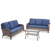 Buenhomino Outdoor Furniture 3-Seater Rattan Sofa Patio Wicker Sofa Couch Furniture Set with Glass Coffee Tables - 2 of 4