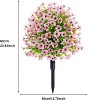2 Pcs Artificial Flowers with Ground Spikes, 23.62" Fake Flowers Outdoor, Fabric Artificial Flower Sets UV Resistant,Realistic Artificial Shrubs Ball - 2 of 4