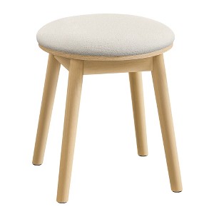 SONGMICS HOME BOHOVEN Collection - Vanity Stool, Upholstered Makeup Stool, Round Footstool, Cream White and Oak Beige - 1 of 4