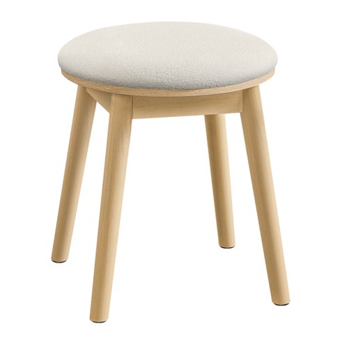 SONGMICS HOME BOHOVEN Collection - Vanity Stool, Upholstered Makeup Stool, Round Footstool, Cream White and Oak Beige - image 1 of 4