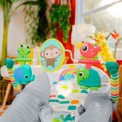 Bright Starts Playful Paradise Vibrating Baby Bouncer with Toys