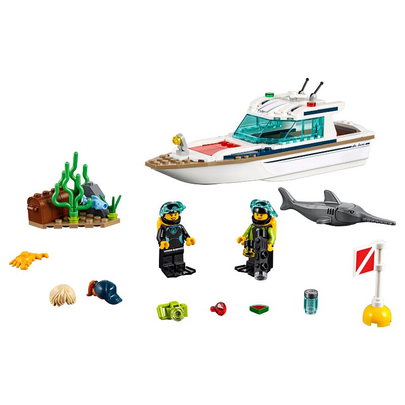 LEGO City Great Vehicles Diving Yacht Ship Building Toy and Diving Minifigures 60221, 3 of 9