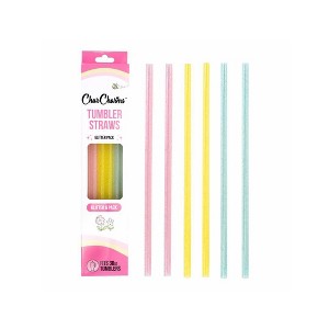 CharCharms 6pk 30oz Water Bottle Straws Glitter - 1 of 4