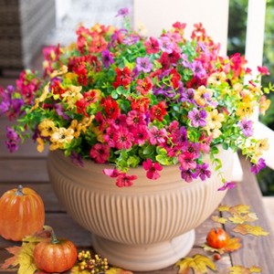 Aoibox Artificial Daisy Flowers with Eucalyptus Leaves for Outdoor Indoor Garden Home Decor, Faux Plants Greenery Boxwood Porch Patio, 12 Bundles - 1 of 4