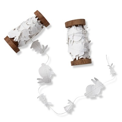 TAG White Easter Bunnies Paper Garland On Wood Spool