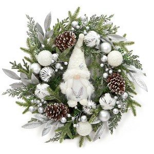 Christmas Wreath, Artificial Christmas  Wreaths, Xmas Wreath with Pine Cone and Berries, Xmas Decorations for Windows, Wall, Mantel,  Front Door - 1 of 4