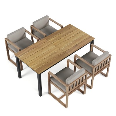 Christopher Knight Home Valoria 5 pcs Acacia Wood Slat Panel Dining Set