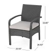 Outdoor PE Rattan Dining Chairs Set Of 2,Fabric Upholstered Dining Chair With Iron Frame,Rattan Patio Lounge Armrests Chair-Coolbibila - 4 of 4