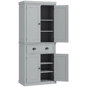 Aghana Digitals 72.5" Freestanding White Kitchen Pantry Cabinet with Magnetic Doors, Adjustable - 1 of 4