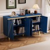ORRD 60" Retro Buffet Cabinet - 4-Door Vintage Sideboard with Adjustable Shelves for Dining Room & Living Room（Gray） - 3 of 4