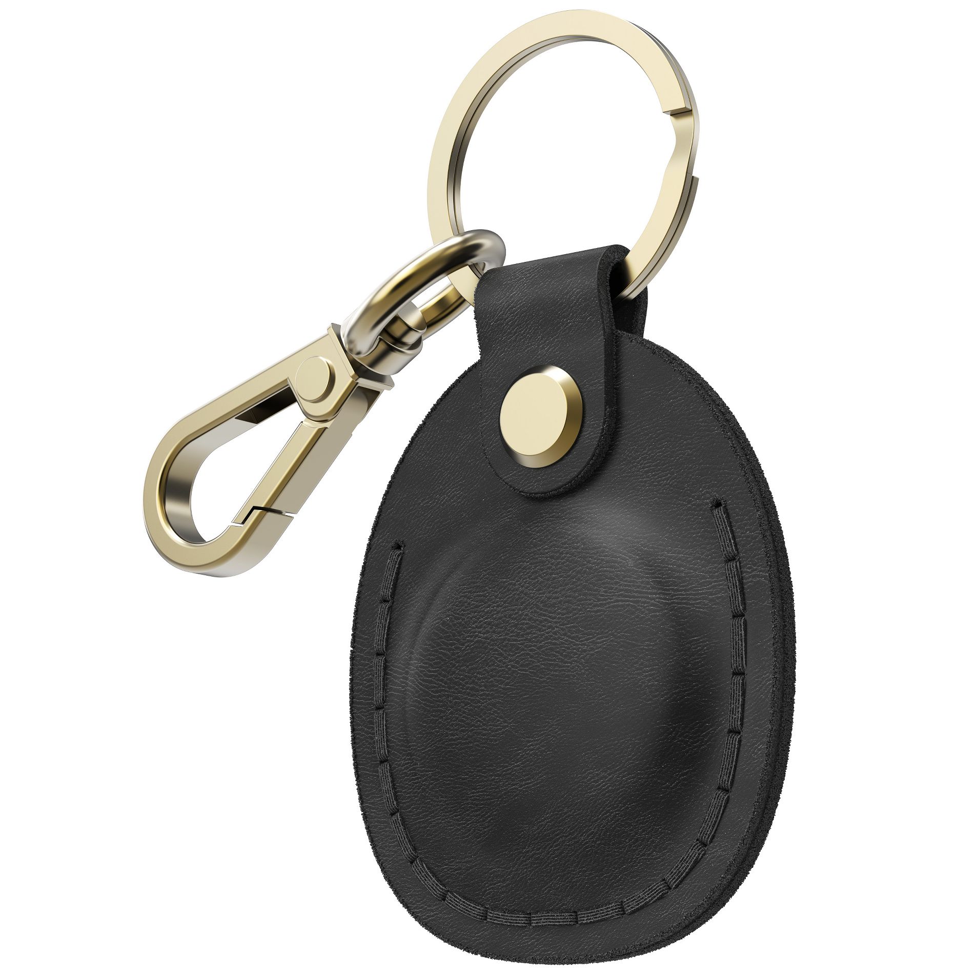 Vena For Apple AirTag Holder, AirTag Keychain Genuine Leather, AirTag Case Cover For Pet Dog Cat Collar Luggage Kids Elderly Backpack- Black