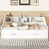 Twin to King Size Daybed Frame with Storage Bookcases and Two Drawers - 3 of 4