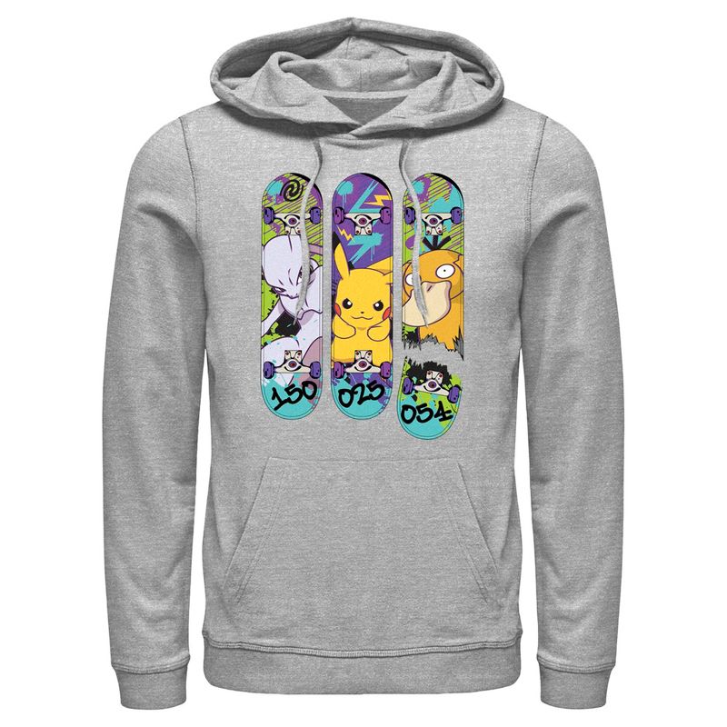 Men's Pokemon Mewtwo, Pikachu, and Psyduck Skateboard Decks Pull Over Hoodie, 1 of 5