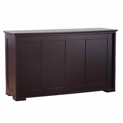 Brown MDF Buffet Cupboard with Sliding Door and Shelf