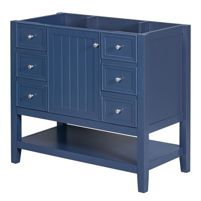 Vynxaria Blue 36-inch Bathroom Storage Cabinets - Vanity Base with Drawers