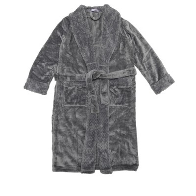 cheibear Women's Lounge Robe Soft Warm Flannel Plush Fluffy Bathrobe with Belt and Pockets