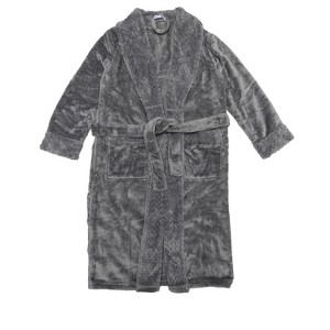 cheibear Women's Lounge Robe Soft Warm Flannel Plush Fluffy Bathrobe with Belt and Pockets - 1 of 4