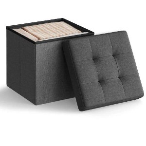Racxily 15 Inches Folding Storage Ottoman Bench, Ottoman Foot Rest, End of Bed Bench, Storage Chest - 1 of 4