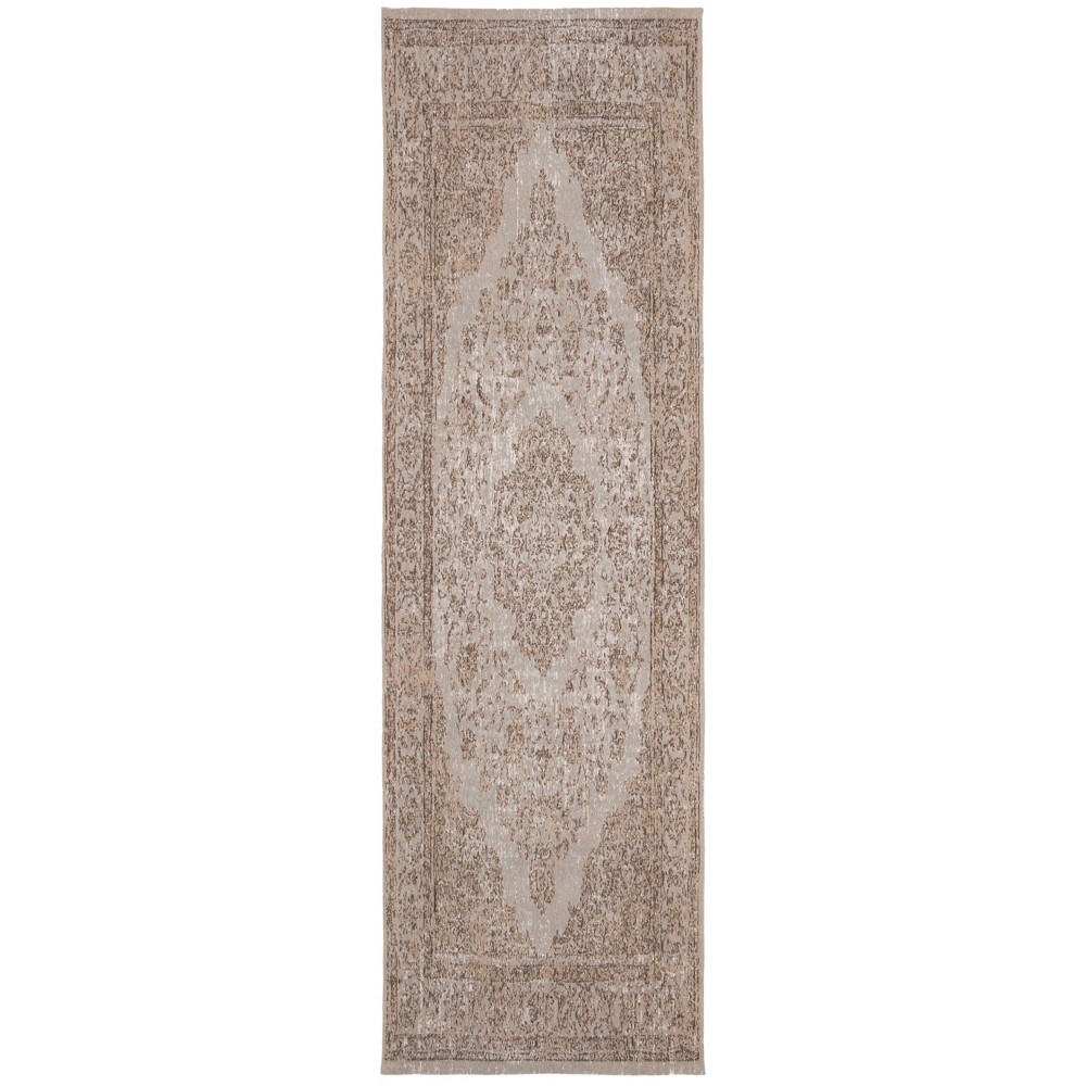  Loomed Medallion Runner Rug Gray