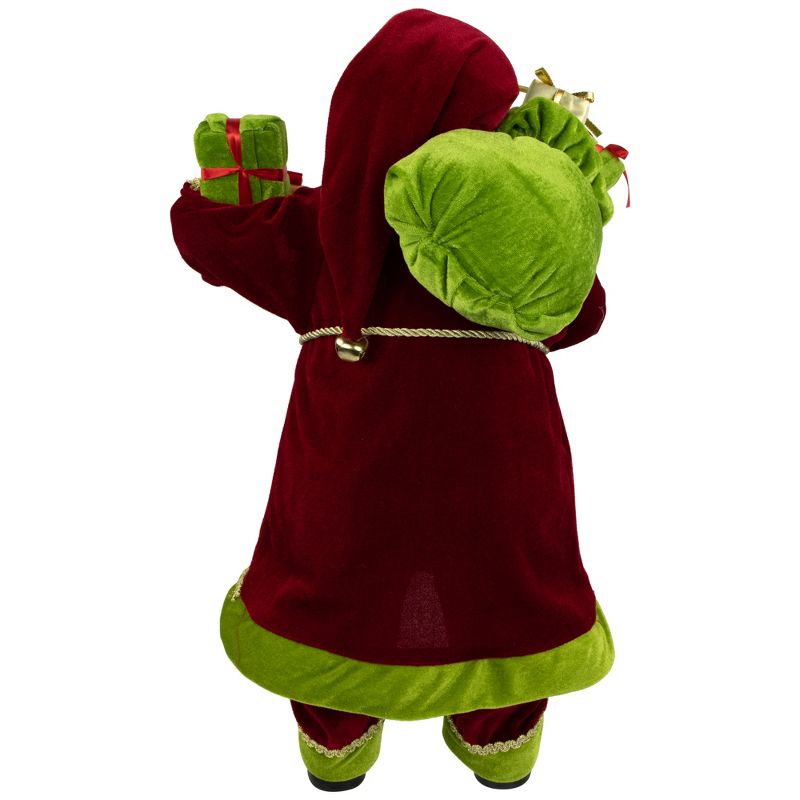 Northlight 24" Red and Green Santa with Present and Gift Bag Christmas Figure, 5 of 6