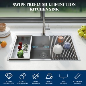 Stainless Steel Sink, 16 Gauge Durable Kitchen Sink, Kitchen Sink with Cutting Board, Sink with Bottom Net, Sink with Drain Basket - 1 of 4