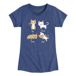 Girls' - Instant Message - Cat Un Deux Trois Cat Fitted Short Sleeve Graphic T-Shirt - 1 of 4