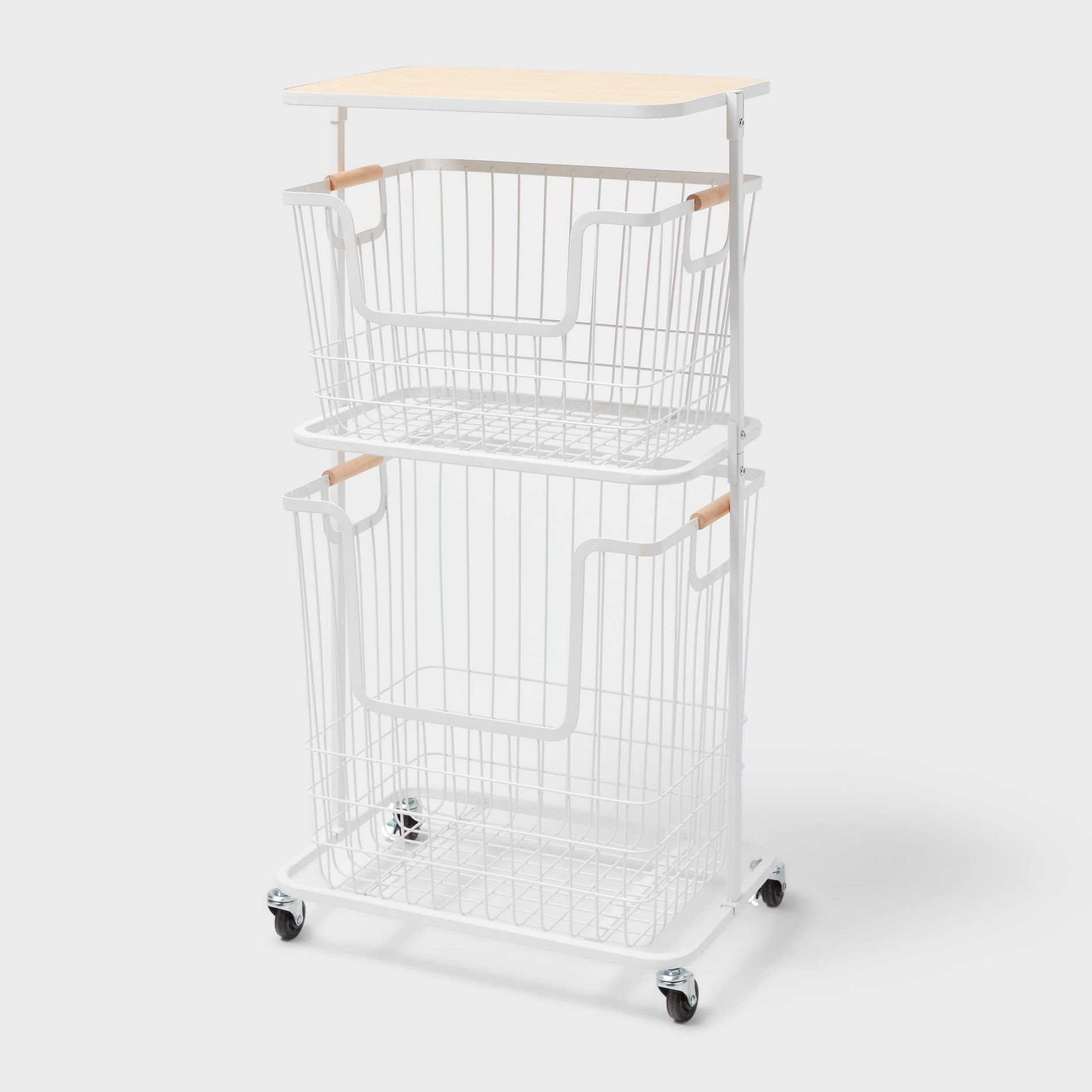 Wire Wood Basket Cart - White - Brightroom™
