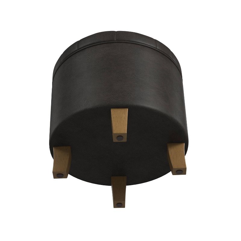 Round Storage Ottoman Faux Leather - HomePop, 4 of 12