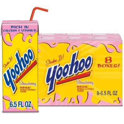 Yoo-hoo Strawberry Drink, 6.5 fl oz, 8 Pack Boxes, Pack of 4
