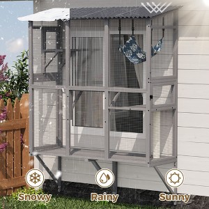 Kumasinova 61" Window Catio Enclosure for Indoor Cats,Expandable Outdoor Cat House with 3 Platforms,Hammock&3 Doors,All-Weather Cat Playpen with Perch - 1 of 4