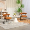 CAVINAS Dining Chairs Boucle Kitchen Chairs Set of 2 Stool Mid-Century Modern Curved Backrest Chair with Metal Round Legs for Kitchen - 3 of 4