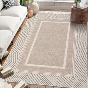 Coucheta Modern Geometric Area Rug, Large Washable & Stain-Resistant Low Pile Rug with Non-Slip Backing for Living & Dining Room, Farmhouse Decor - 1 of 4