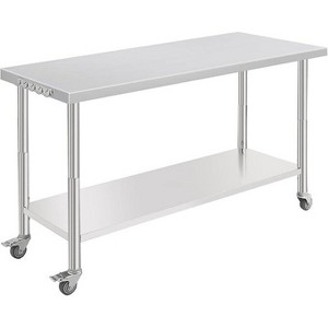 Commercial Stainless Steel Table for Prep & Work, 60 x 24 in Kitchen Food Prep Table with Adjustable Under Shelf and Hooks, for Warehouse,Garage - 1 of 1