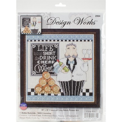 Design Works Counted Cross Stitch Kit 10"X10"-Cheap Wine (14 Count)