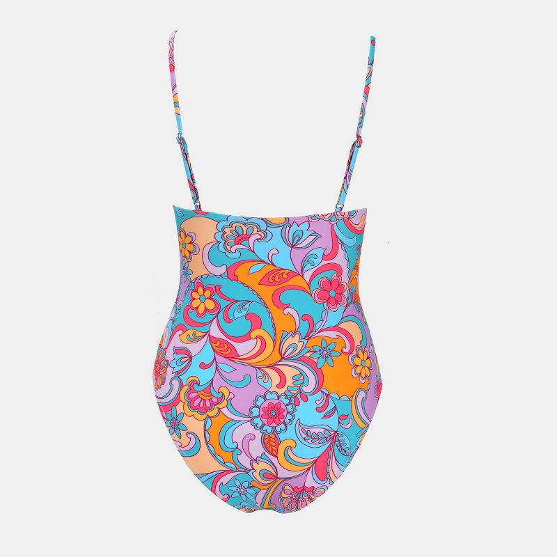 Women's Floral V Neck One Piece Swimsuit - Cupshe, 3 of 9