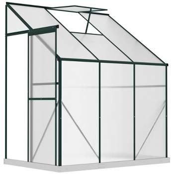 Outsunny Walk-In Garden Greenhouse Aluminum Polycarbonate with Roof Vent for Plants Herbs Vegetables