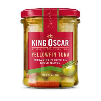 King Oscar Yellowfin Tuna, Extra Virgin Olive Oil, Green Olives, 6.7 oz (190 g)