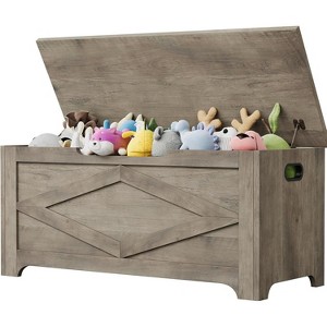 Storage Chest, Wooden Storage Bench with Safety Hinge, Easy Assembly, Large Toy Chest for Entryway, Living Room, Bedroom - 1 of 4