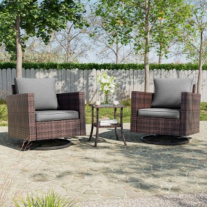 Sonkuki 3-Piece Patio Chair Set Swivel Rocking Chair Set Side Table Suiting Backyard, Poolside and Patio - 1 of 4
