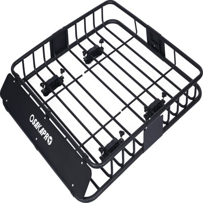 Black Steel Roof Rack Cargo Carrier Basket for Camping and Traveling