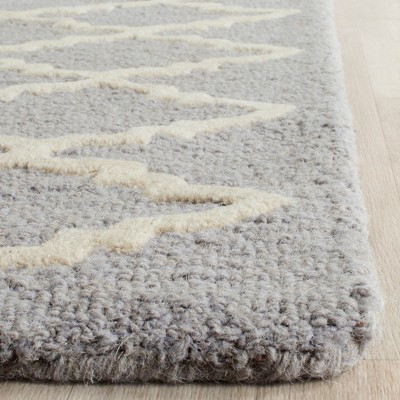 Silver and Ivory Hand-Tufted Wool Rectangular Area Rug