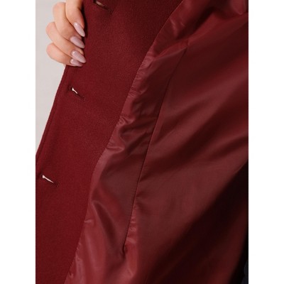 INSPIRE CHIC Women's Winter Collared Flap Pocket Single Breasted Back Split Buttoned Long Overcoats 2X Dark Red — фото 5