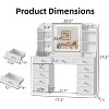 PAKASEPT 47"W Large Makeup Vanity Table with 11 Drawers, Glass Top Vanity Desk With Mirror and LED Lights, 7 Storage Shelves, Charging Station - 3 of 4
